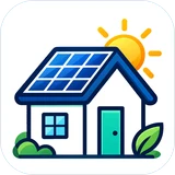 House with rooftop solar panels in the sun